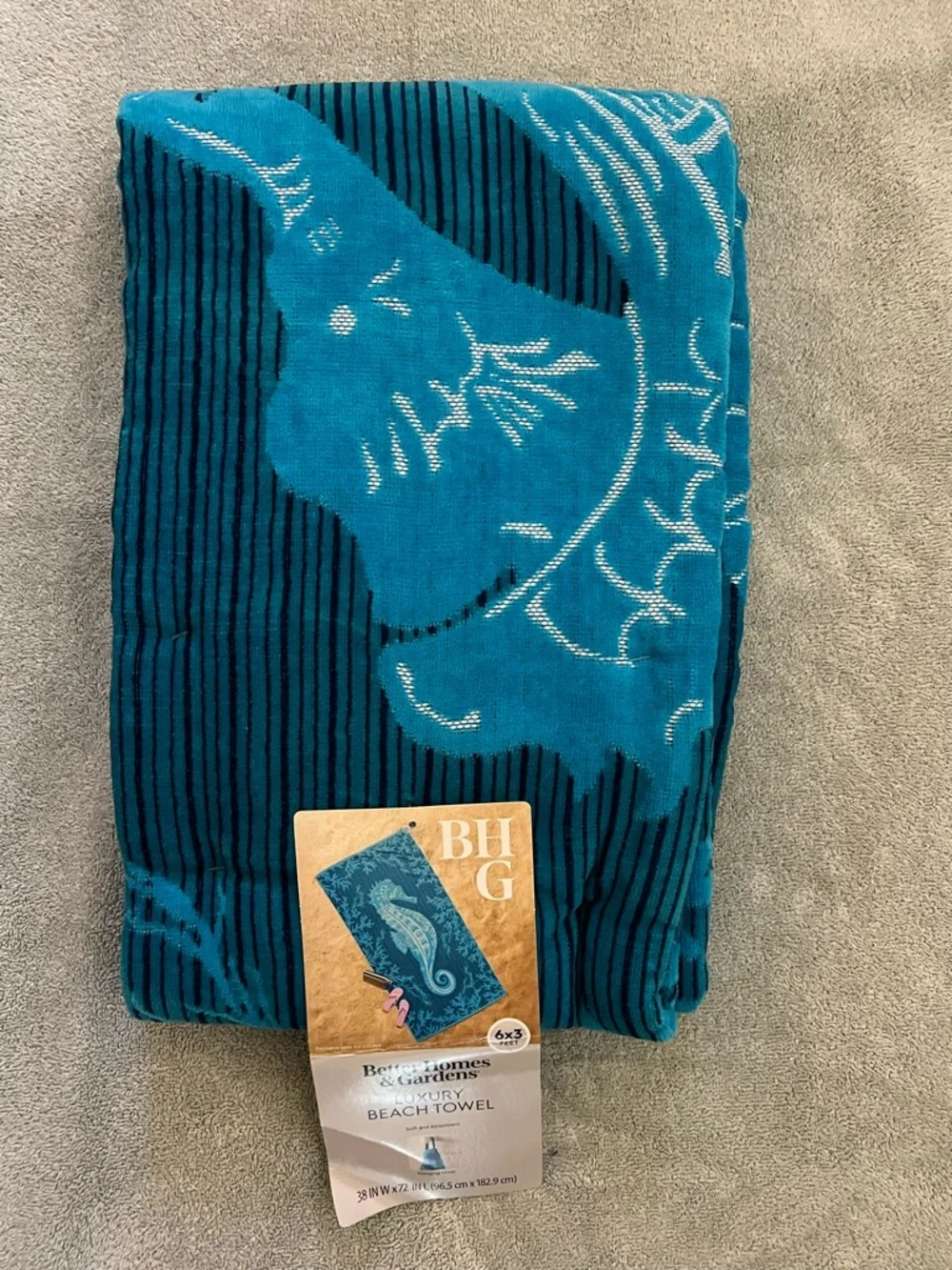 Better Homes and Gardens Luxury Seahorse Beach Towel